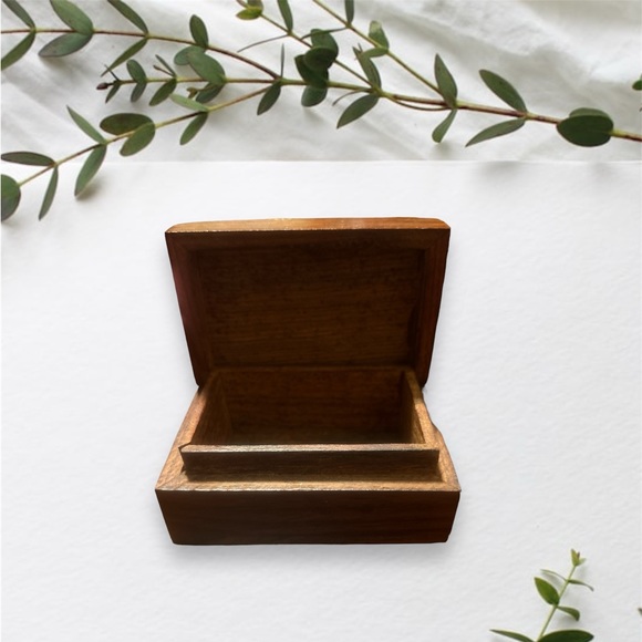 🌻Vintage Handmade Wooden Floral Hinged Trinket Jewelry Boxes (Bundle of 2) - Picture 9 of 12